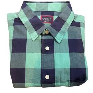 UNTUCKit Button Up Shirt‎ Men's Plaid XLT Slim Blue Green